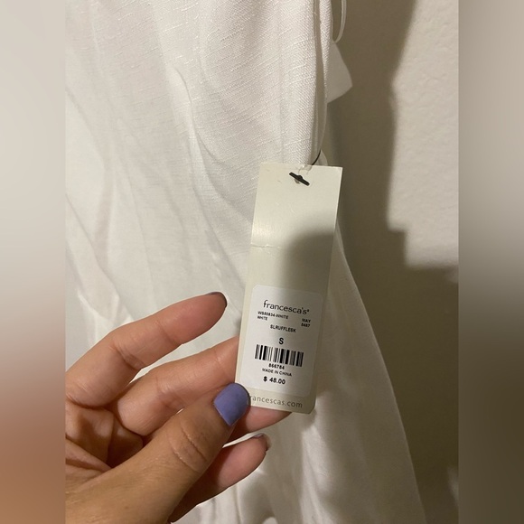 Francesca's Wyonnah Back Tie Ruffle Mini Dress- White Mini Dress small - Picture 4 of 14